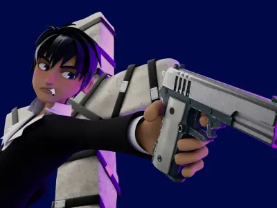 Nicholas D Wolfwood from Trigun material and rigging 3D model