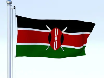 Animated Kenya Flag Low-poly 3D model