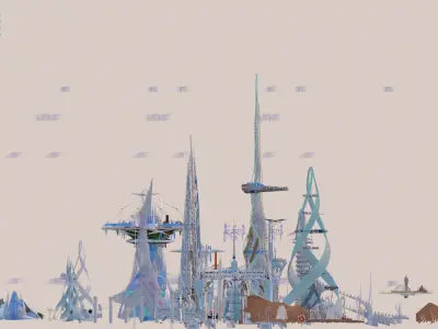 Mega Future Utopia City Low-poly 3D model