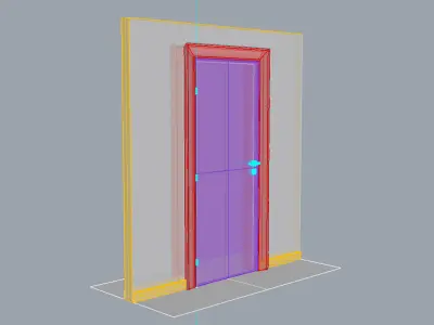 Door set with frame 3D model