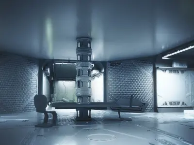 Sci-fi interior Scene for renders 3D model Low-poly 3D model