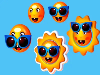 Summer Sun Logotype Sign - Cartoon Subdivision 3D model