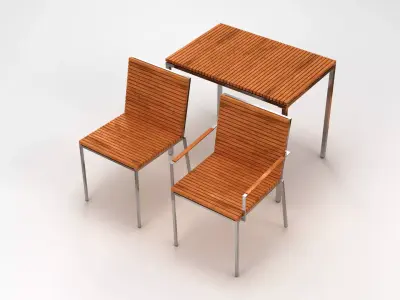 Garden Furniture Table Set 002 3D model