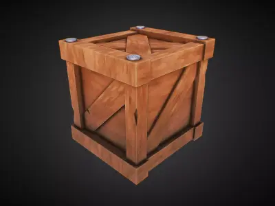 Stylized Wooden Crate Low-poly 3D model