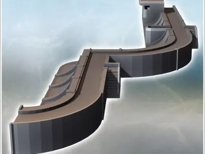 Atlantic Wall fortifications with coastal wall and bunker 3 - Wo 3D print model