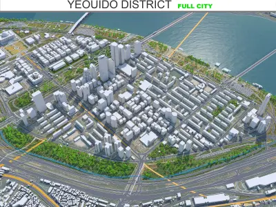 Yeouido District Seoul South Korea Low-poly 3D model