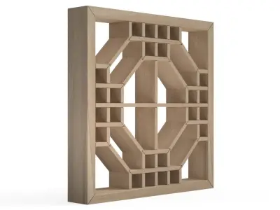 Futaekadoshokko wooden window frame with geometric design 3D print model