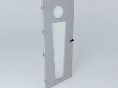 3D door very detail with glass, lock and hinger. Free 3D model