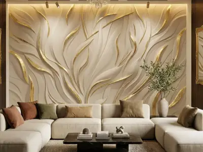 Modern floral Relief Panel Wall Decor Set STL Mural CNC 354 3D model