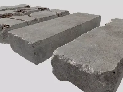 Concrete Slab Pack 01 - 5 Game Ready PBR Models 3D model