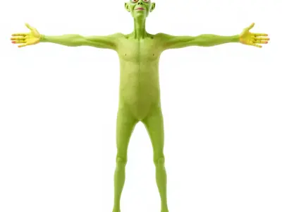 Green Alien Character Model Pack with Expressive Design Low-poly 3D model