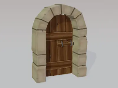 Medieval door Low-poly 3D model