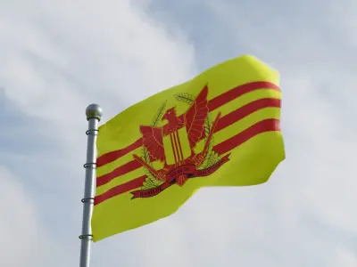 Animated Vietnam Flags 3D model