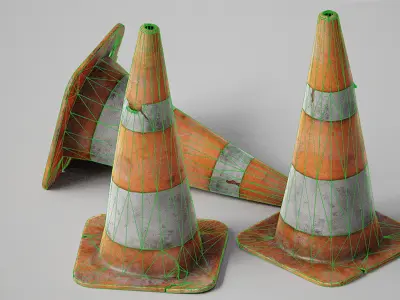 Post Apocalyptic  Traffic Cone  Low-poly 3D model