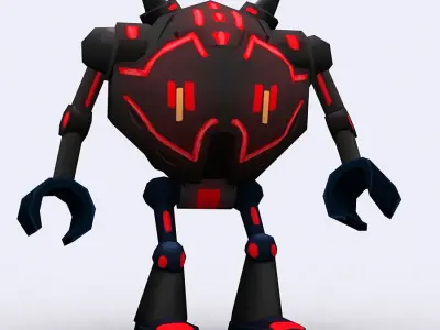 3DRT-Chibii-Robot-01 robot with golden eyes Low-poly 3D model