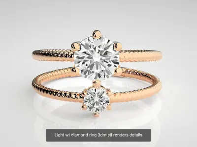 11 Unique Solitaire diamond ring 3dm stl renders details 3D Model Pack
