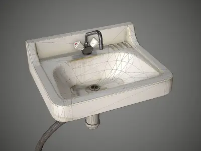 Sink Retro Old Low-poly 3D model