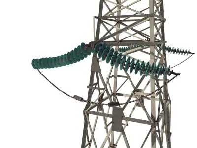 Electricity Pole 7 Low-poly 3D model