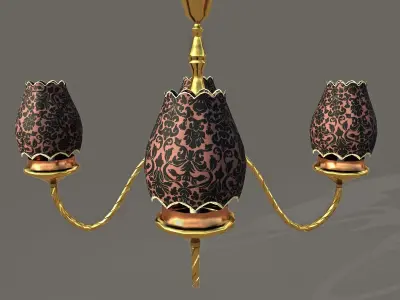 Chandelier with four lamps Low-poly 3D model