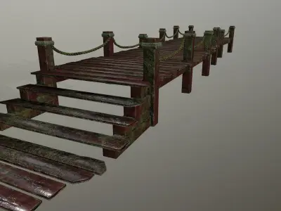 wooden pier  Low-poly 3D model
