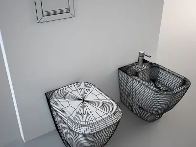 Pozzi Ginori Toilet and Bidet Q3 Standing 3D model