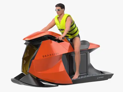  SeaRacer Jet Ski with Rider in Life Jacket 