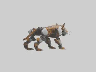 Robot version of a tiger model Low-poly 3D model
