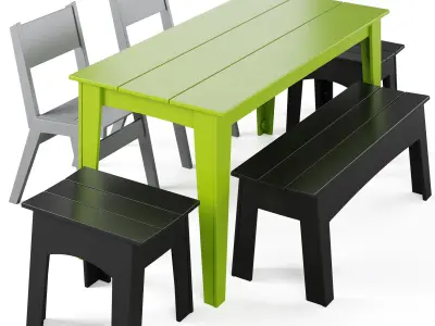 Alfresco Dining Table and Bench by Loll designs 3D model