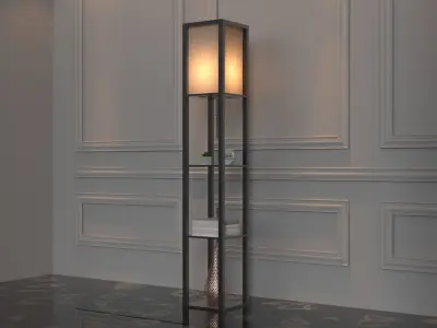 Floor Lamp With Shelves 3D model