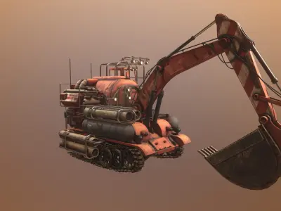 Next generation cyber excavator Low-poly 3D model