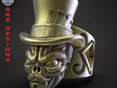 skull Ring Jewelry Magician alien v1  3D print model