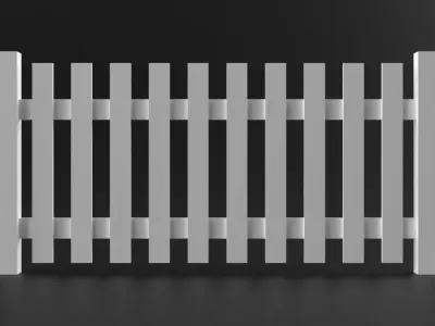 Four low poly fences Low-poly 3D model