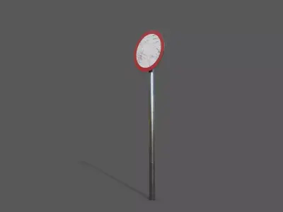 Circle Traffic Sign Low-poly 3D model