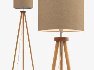 Jandia Wooden Tripod Floor Lamp 3D model