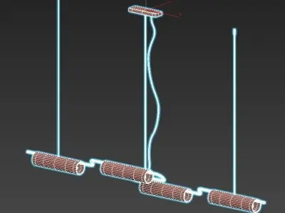 lucina-long 2 pendant light with three glass shades hanging f... 3D model