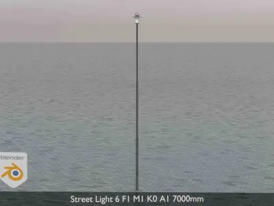 Street Light 6 F1 M1 K0 A1 7000mm Low-poly 3D model