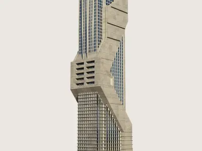 Building Skyscraper City Town Downtown Street Futuristic Utopia Low-poly 3D model 16