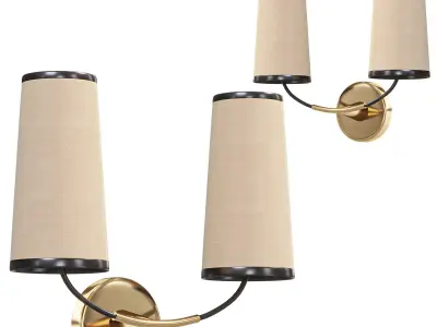 Lennon 2 Light Wall Sconce with Black Trimmed Shades by Arhaus 3D model