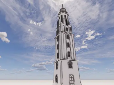 3d  module for medieval houses design  lighthouse as a gift Low-poly 3D model