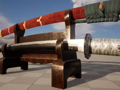 Samurai Katana Low-poly 3D model