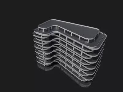 Waveform Residences Low-poly 3D model
