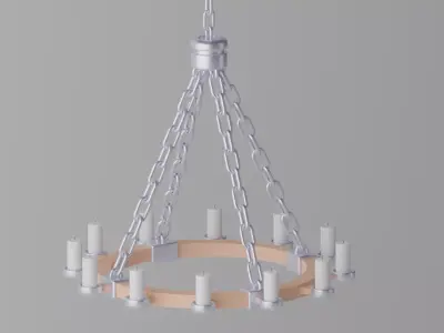Medieval Chandelier with Candles 3D model
