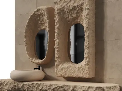 Rock relief bathroom furniture 3D model