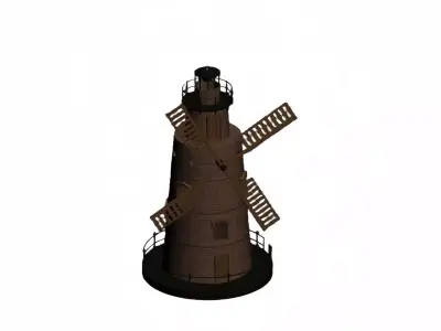 Lighthouse and Windmill Fusion 3D model