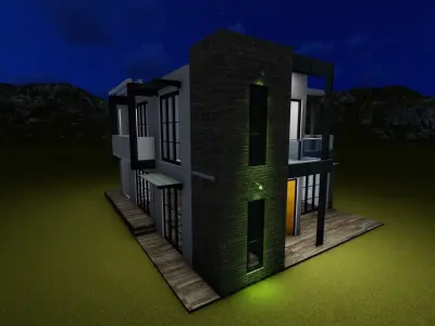 3d House modern at night 3D model