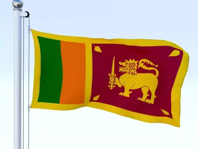 Animated Sri Lanka Flag Low-poly 3D model