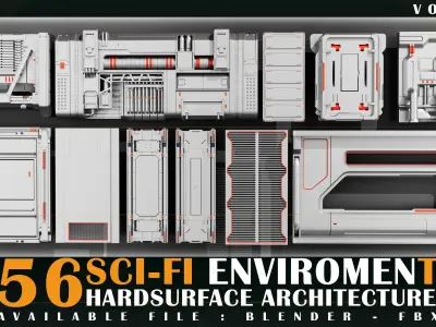 56 Sci-Fi Enviroment Architecture vol 01 Low-poly 3D model