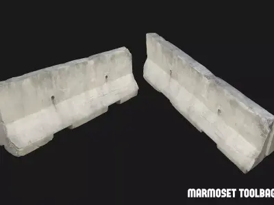 Concrete Barrier - Game Asset Ready for UE5 Free low-poly 3D model