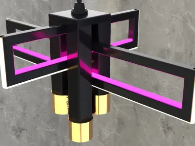 Black Lighting 4 spot with led ros and white Chandelier 3D model 3D model