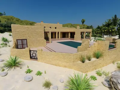 Beach Casa Scene-villa-modern house 3D model 2